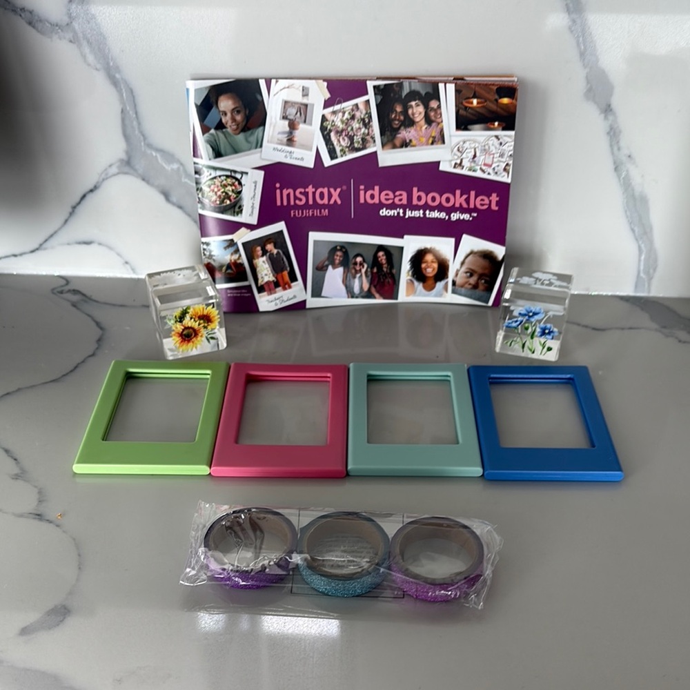 Fujifilm Instax Frame and Idea Booklet Set in Green, Pink, and Blue